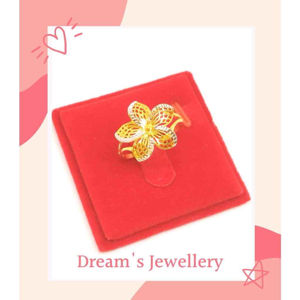 Dreams Jewellery 916 Gold Flower RIng / Cincin Emas Bunga