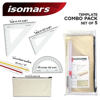 ชุดรวมอุปกรณ์เขียนเเบบ ISOMARS TEMPLATE COMBO PACK SET OF 5