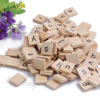 ตัวอักษรไม้ Scrabble กระเบื้องสีด ํา 100 ชิ้น