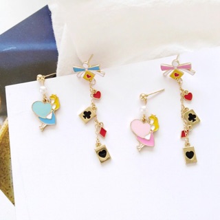 ต่างหูเจาะ/หนีบ อลิซหัวใจ (พร้อมส่ง)
