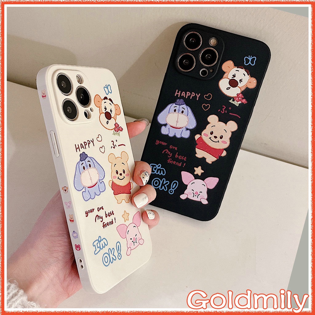 เคสไอโฟ14นวินนี่เดอะพูห์ IPhone 13 Pro Max ลายแถบข้างการ์ตูนขอบเหลี่ยมซิลิโคนสำหรับ เคส Apple เคสไอโฟน11 6 plus iPhone 12 11 14 เคสไอโฟนXR 13 XS Max เคสไอโฟน7พลัส 13 Pro Max 6s Max SE2 X 2020 xr เคสi11 เคสไอโฟน13 Pro 7 เคส i8plus Case