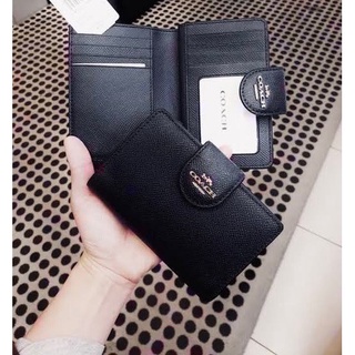 🦋แท้💯 พร้อมส่ง🦋กระเป๋าตังค์ MEDIUM CORNER ZIP WALLET (COACH 6390) IM/BLACK