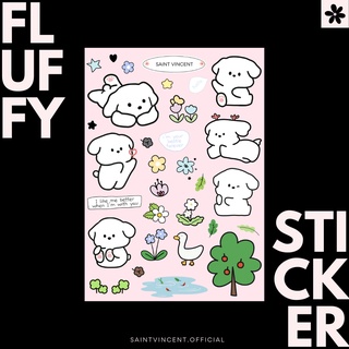 ★พร้อมส่ง★ FLUFFY STICKER สติ๊กเกอร์ PVC กันน้ำ ไดคัทพร้อมใช้งาน