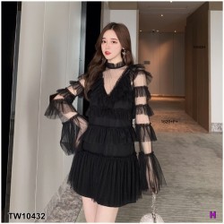 เดรสตาข่ายระบาย + เดรสสายเดี่ยว TT10432 - รูปที่ 3