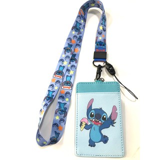 สายคล้องคอ สายคล้องบัตร  ที่ใส่บัตร ลาย STITCH  ICE CREAM   สวยงาม สำหรับ บัตร 6x8 cm (body 7x11cm) สายกว้าง2 cm