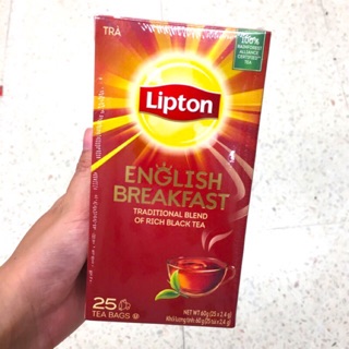 ชาอังกฤษ ชาดำ ลิปตัน ชาดำอิงลิช ชาสไตล์อังกฤษ Lipton English breakfast black tea (ชาผงชนิดซอง) 25 ซอง 60g