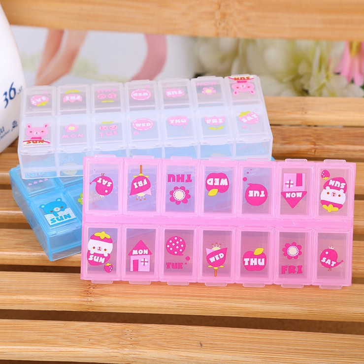 กล่องใส่ยา กล่องยาแบบพกพา ตลับยาแบบพกพา กล่องวิตามิน กล่องใส่ของ ที่ใส่ยา ที่เก็บยา แบบ 7 วัน 14 ช่อง YG254548 - รูปที่ 3