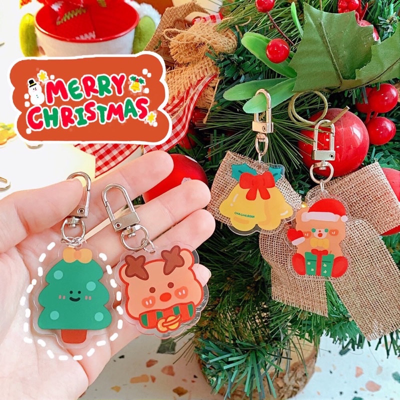 พวงกุญแจใส ลายการ์ตูนคริสต์มาส Christmas มีหลายแบบให้เลือก