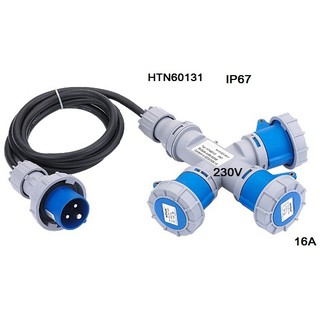 Dako Power Plug(เพาเวอร์ปลั๊ก) รุ่นHTN60131 16A 3Pin IP67 แบบสามทาง พร้อมสาย