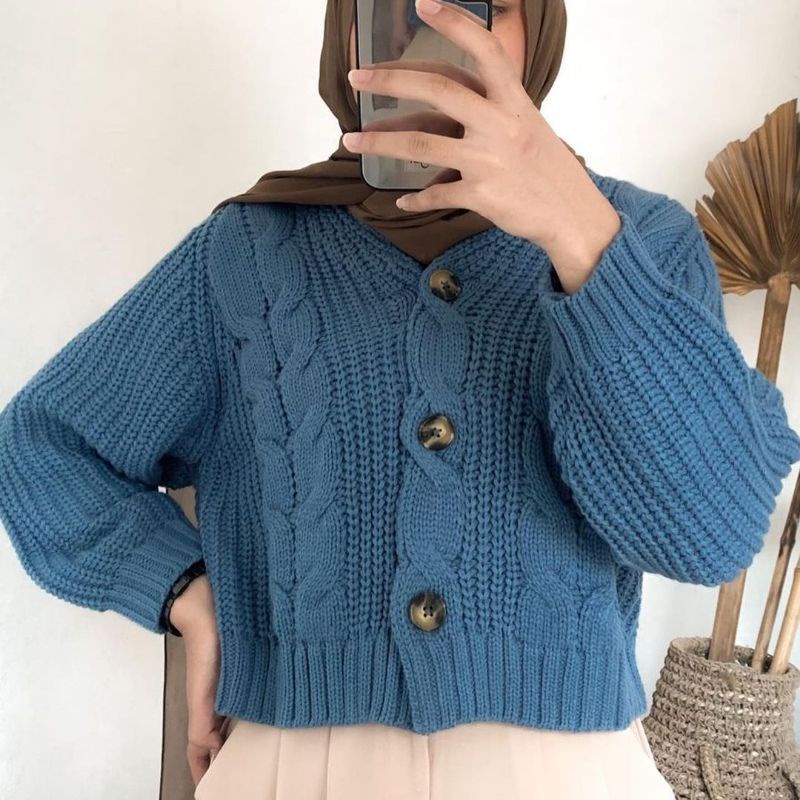 ICS CARDIGAN CROP TOP / KNITTED CARDIGAN / BOTON SKIRT / KNITTED CARDIGAN SWEATER