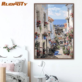 Ruopoty ภาพวาดสีน้ํามัน ตามตัวเลข รูปบ้านในฝัน สไตล์โมเดิร์น สําหรับตกแต่งผนังบ้าน DIY