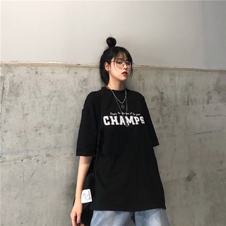 เสื้อยืดไซส์ใหญ่ พิมพ์ลายCHAMPS  oversize tshirt ทรงหลวมสไตล์เกาหล