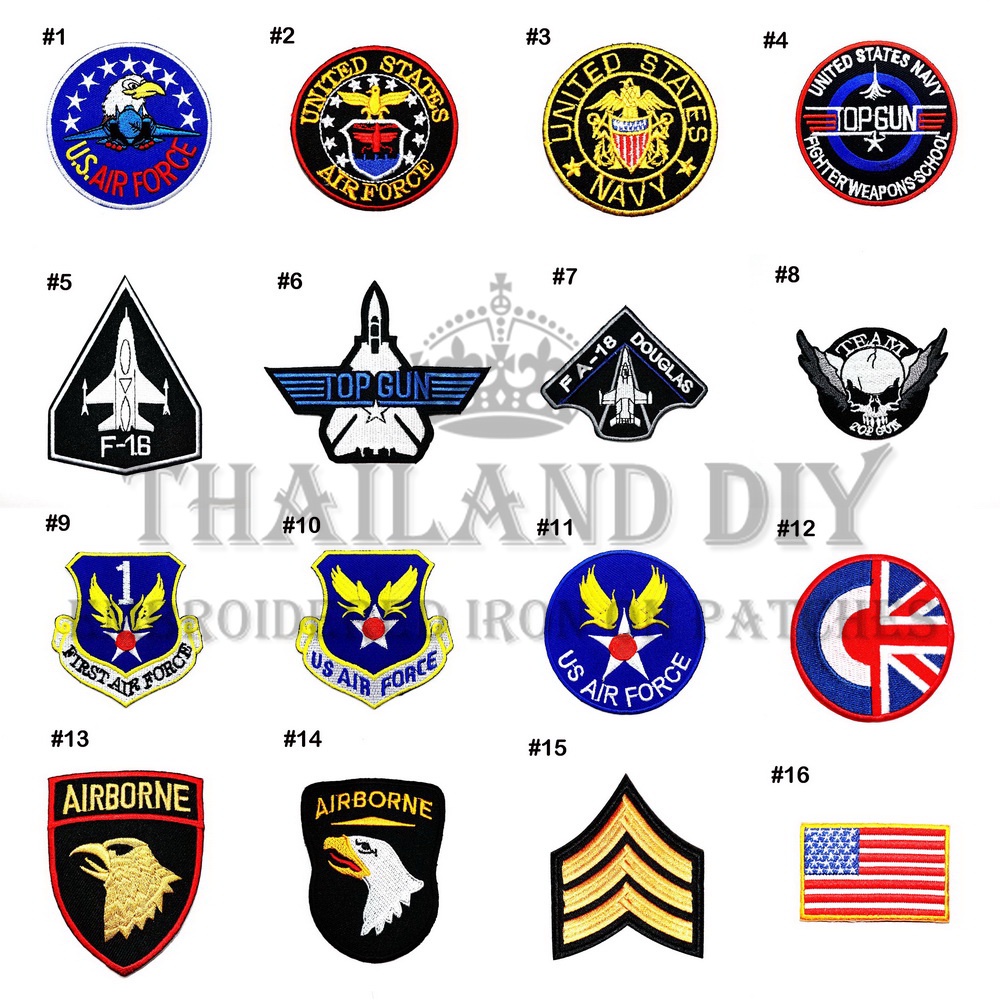 ตัวรีดติดเสื้อ งานปัก ทหารอากาศ ชุดนักบิน สัญลักษณ์ ทหาร US Air Force Topgun Top Gun Patch DIY WOP ต