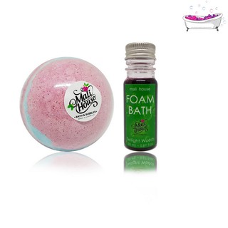 Duo Bath Bomb &amp; Foam Bath บาธบอมสบู่สปาสำหรับแช่ในอ่างและเจลสปา Twilight Woods,สีม่วง 150g&amp;20ml.