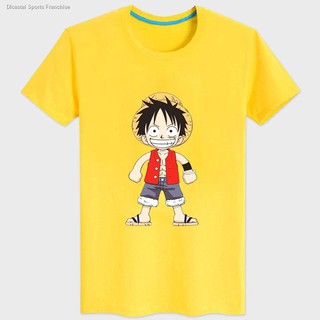 อุปกรณ์กีฬา¤One Piece เสื้อยืดวันพีชอะนิเมะอุปกรณ์ต่อพ่วง Choba Solo Luffy ฤดูใบไม้ผลิ / ฤดูร้อนผู้ชายและผู้หญิงผ้าฝ้า