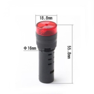 AD16-16SM บัสเซอร์ ขนาด 16 mm สีแดง 12/24/220V