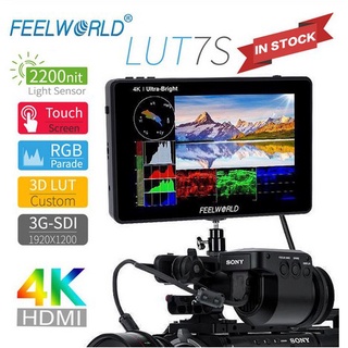 Feelworld LUT7 LUT7S มอนิเตอร์ภายนอก 3D หน้าจอสัมผัส 7 นิ้ว 4K 3G-SDI