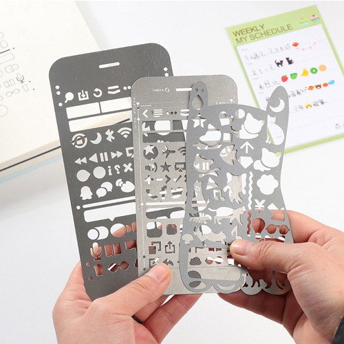 สเตนซิล เหล็ก ไม้บรรทัดวาดลาย Metal Stencil Template Stencils DIY แผ่นลอกลาย mimisplan