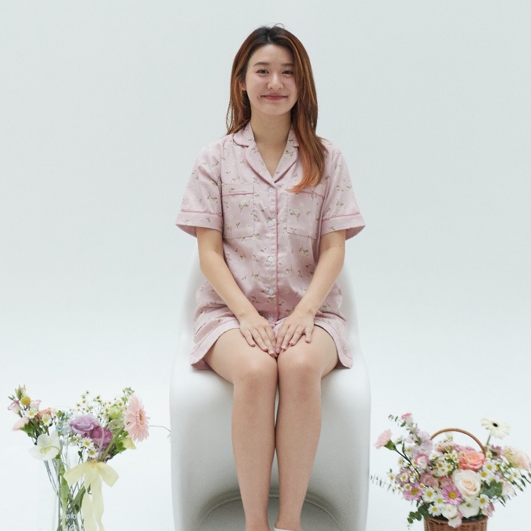 ชุดนอน sliptosleep – Pink Camomile Shorts Set