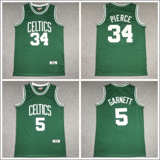 เสื้อกีฬาบาสเก็ตบอล ปักลาย Jersey Boston Celtics Pierce Garnett Russell สไตล์เรโทร