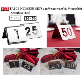 ป้ายหมายเลขโต๊ะสแตนเลส เบอร์โต๊ะ ตัวเลขแบบฉลุโปร่ง  อย่างดี Table Numbers set