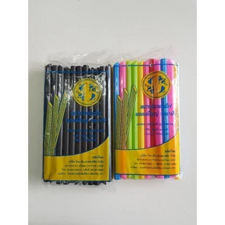 หลอดไข่มุกแบบไม่ซีล แแบบสั้น ยาว สีดำและคละสี หลอดมุก รุ่นประหยัด
