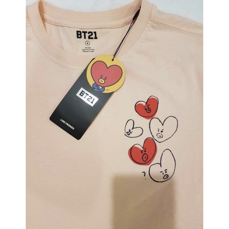 เสื้อยืด Bt21 Tata สีชมพูโอรส ของแท้100% | Shopee Thailand