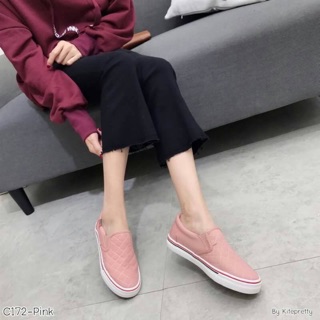 รองเท้าผ้าใบ ผ้านิ่มใส่กระชับ มี 4 สีดำ/เทา/ชม/ขาว
