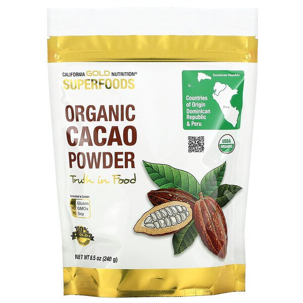 California Gold Nutrition, SUPERFOODS - Organic Cacao Powder, 8.5 oz (240 g)ผงคาเคา ซุปเปอร์ฟู้ด ผงโกโก้