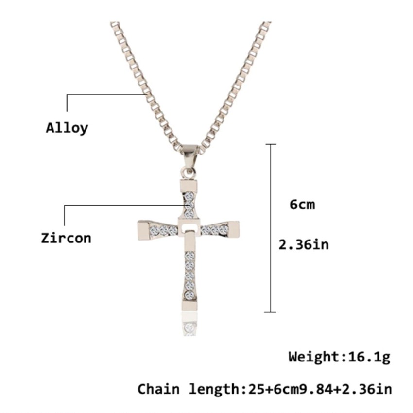 สร้อยคอ ไม้กางเขน Punk Cross Pendant & Necklaces Stainless Steel The Fast and The Furious Men Chain Necklace Christian - รูปที่ 2