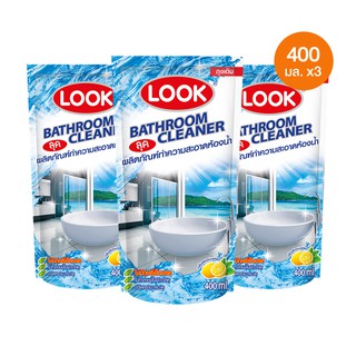 LOOK Bathroom Cleaner ผลิตภัณฑ์ ทำความสะอาด ห้องน้ำ ลุค 400 มล. 3 ถุง