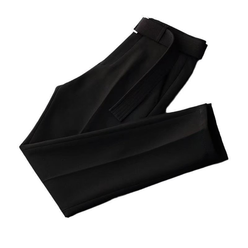 เข็มขัดฟรีฤดูร้อนผ้าไหมน้ําแข็งข้อเท้ายาวกางเกงเกาหลีคุณภาพสูง Silky Drape กางเกงผู้ชาย Slim-fit เท้าเล็กธุรกิจอย่างเป็นทางการ - รูปที่ 5