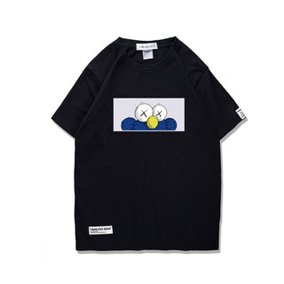 เสื้อยืดแขนสั้น พิมพ์ลาย Sesame Street kaws แฟชั่นฤดูร้อน สําหรับผู้ชาย tide88