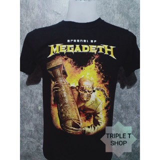 เสื้อยืดคอกลม สกรีนลาย MEGADETH (รหัส 107)