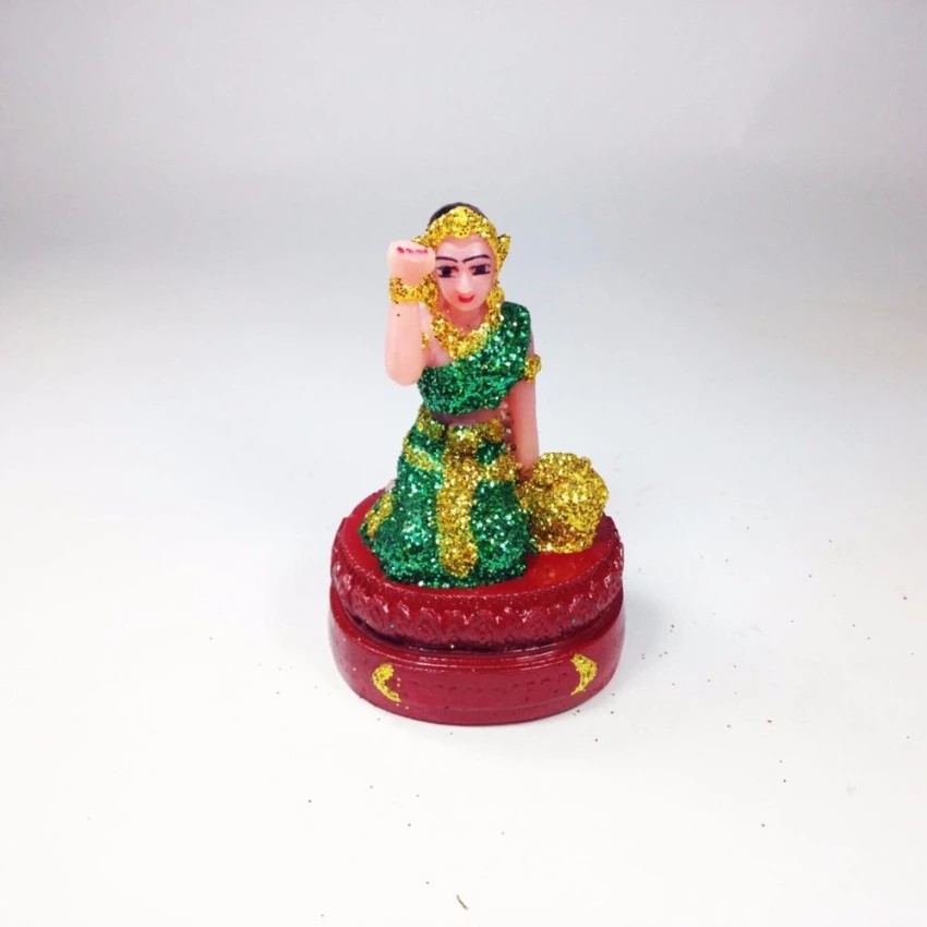 JMT นางกวัก เล็ก สีเขียวแต่งกากเพชร