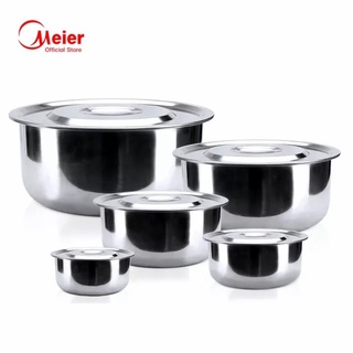 Meier ชุดหม้อต้มสแตนเลส 5 ใบ หม้อแขก หม้อแขกชุด หม้อแขกใบใหญ่ หม้อแขกสแตนเลส หม้อชุด Pot Set