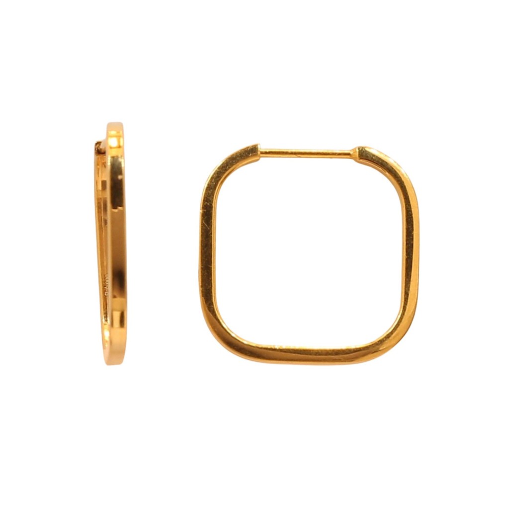 Taka jewellery ต่างหูห่วงทองคำแท้999ทรงสี่เหลี่ยม
