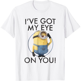 เสื้อยืดสีขาว เสื้อสีขาว คอกลมการ์ตูนเสื้อยืดลำลองDespicable Me Minions Stuarts Eye On YouS to4XL