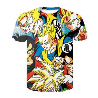 เสื้อยืดแขนสั้นเจ็ดการ์ตูนดราก้อนบอล Goku Super Saiyan พิมพ์ฤดูร้อนเสื้อผ้าวัยรุ่นชาย Boomer เบจีต้า