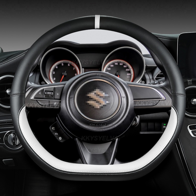 ปลอกหนังหุ้มพวงมาลัยรถยนต์ ไมโครไฟเบอร์ รูปตัว D 38 ซม. อุปกรณ์เสริม สําหรับ Suzuki Swift 2017 2018 2019 2020 2021 2022 - รูปที่ 2