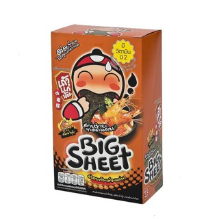 เถ้าแก่น้อย บิ๊กชีท สาหร่ายทอด รสต้มยำกุ้ง ขนาด3.5กรัม แพ็ค 12ห่อ Tao Kae Noi Big Sheet Crispy Seaweed Tom Yum Kung Flav