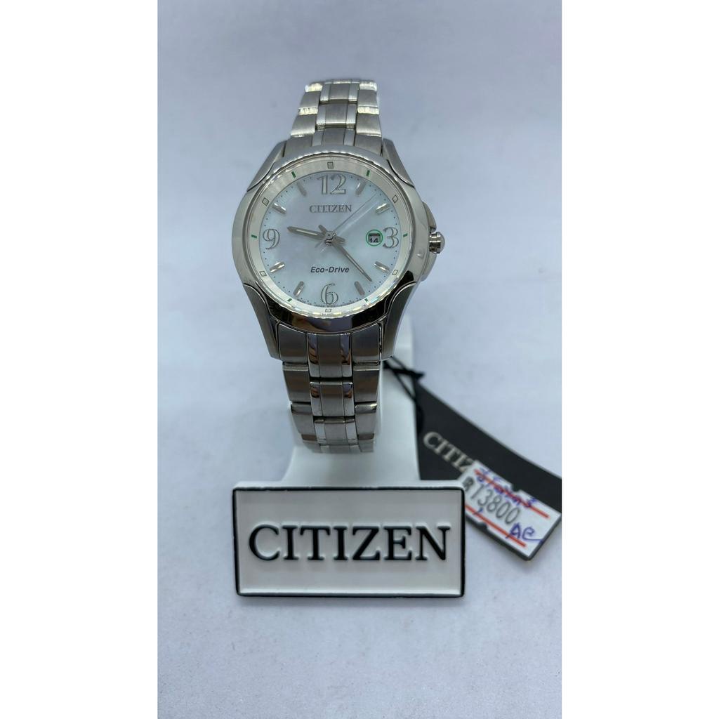 #156 นาฬิกาข้อมือผู้หญิง CITIZEN หญิง Eco-Drive รุ่น EW1780-51A หน้าปัดขาวมุก กระจกแซฟไฟร์