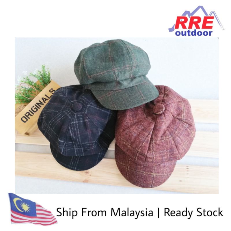 Rre hatroom Topi Pakcik Newsboy Baker Boy Baretta ลายสก๊อต Tweed แบนหมวก Gatsby สไตล์หมวก