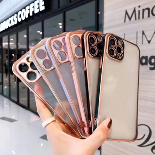 เคสขอบทองกันรอยกล้อง เคสกันกระแทกสำหรับไอโฟน 6G,6plus,7G/8G,7plus/8plus iPhoneX, XR, Xsmax,11 12pro 12ProMax