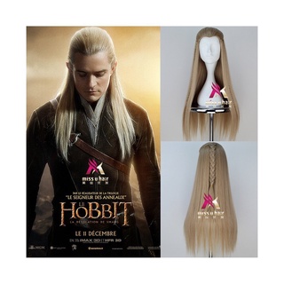 พร้อมส่ง วิกผมคอสเพลย์ the Hobbit Legolas Greenleaf the Lord of the Rings elf Orlando Bloom พร้อมหมวกวิกผม