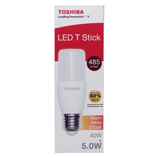 (ถูกที่สุด) TOSHIBA หลอดไฟแอลอีดี LED T Stick T38 5 วัตต์ แสงสีเหลือง มีมอก รับประกัน 1 ปี กระจายแสงกว้างทั่วถึง