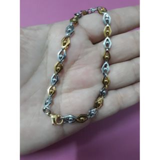 ข้อมือสแตนเลสแท้ 7"4มิล สีสองกษัตริย์