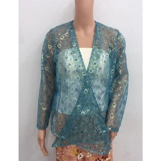 เสื้อคลุมใต้ ทรงยะหยา เสื้อพื้นบ้านภาคใต้ ผ้าลูกไม้มะลิดินทอง ตัดเย็บทรงสวย