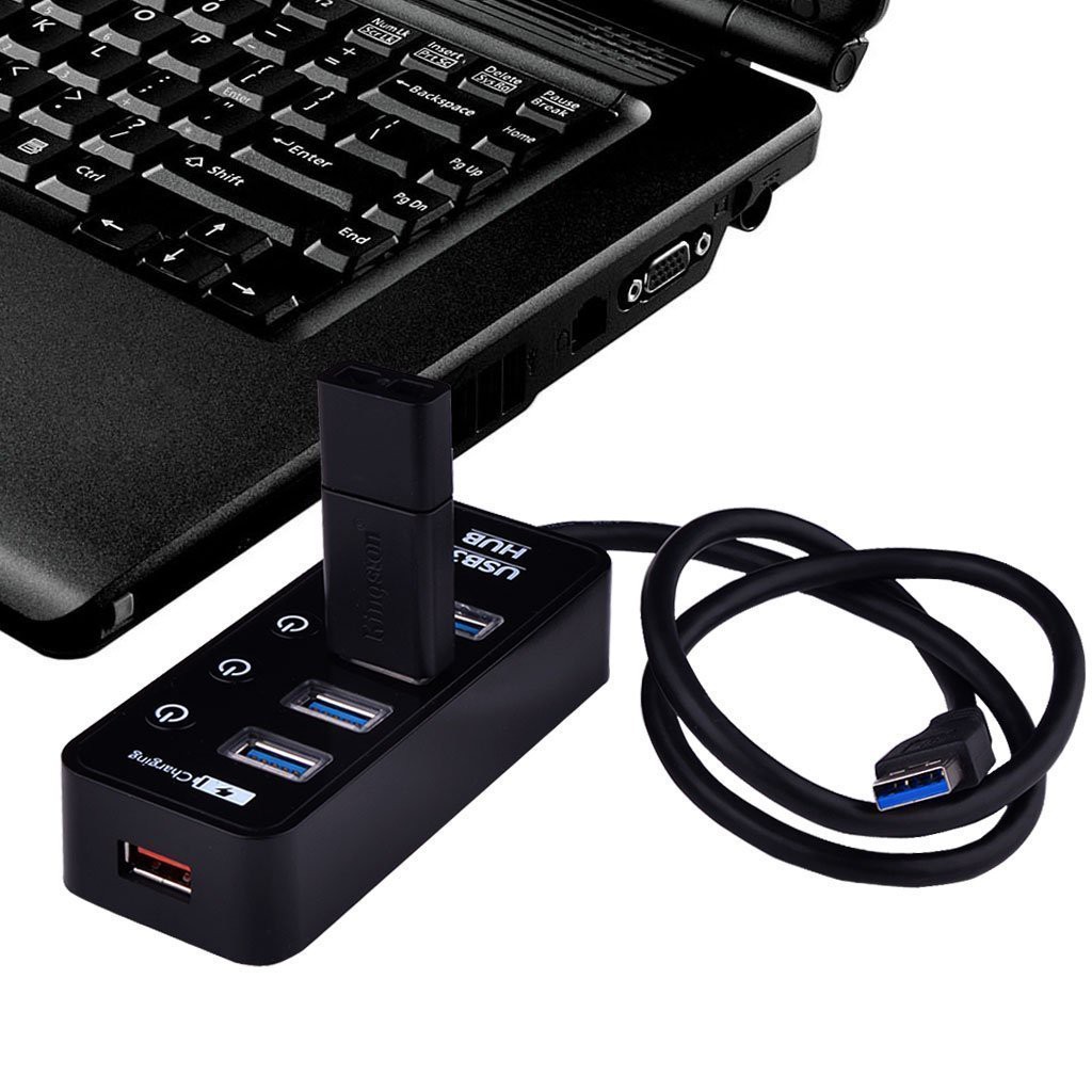 ZS USB 3.0 HUB 4 PORT + 1 PORT สีแดง เป็น Port Quick Charging 5V 2.4A (แถมไฟเลี้ยง 5V2A)รุ่น HB-26