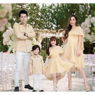 ชุดราตรีผู้หญิง ชุดราตรีเด็กผู้หญิง Fairy สีทอง ชุดครอบครัว ชุดแม่ลูก ชุดไปงานแต่ง ชุดสูทผู้ชาย ชุดไปออกงาน